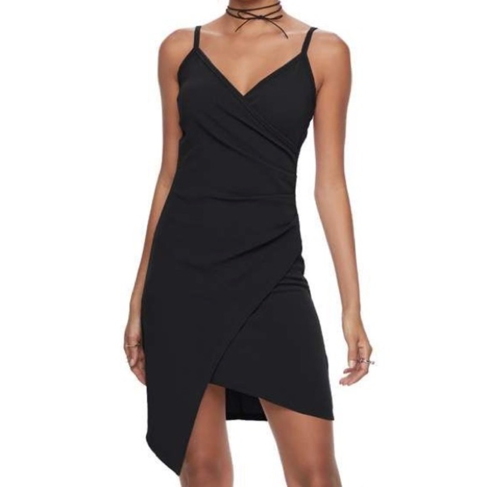 Almost Famous Black Mini Wrap Dress